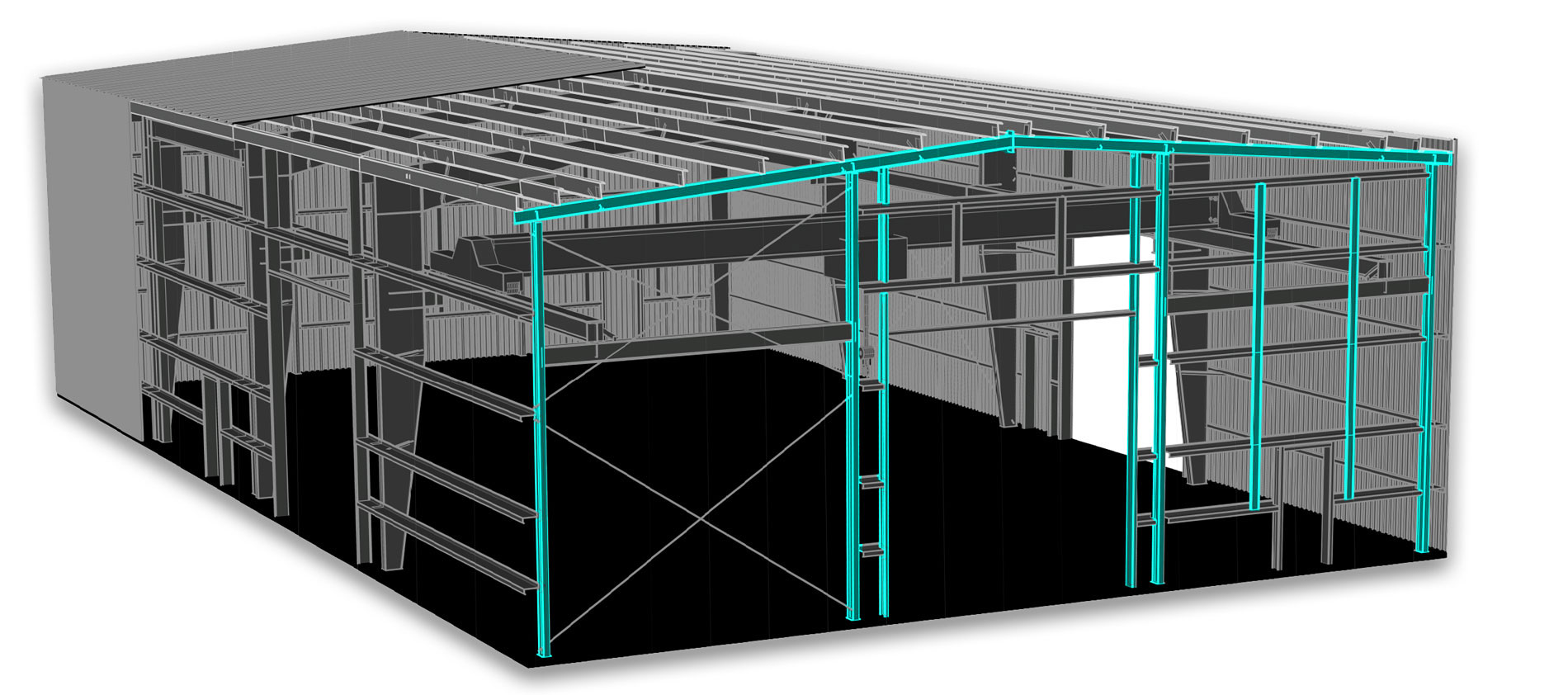 Rigid Frame Building: Post and Beam End Wall Frame