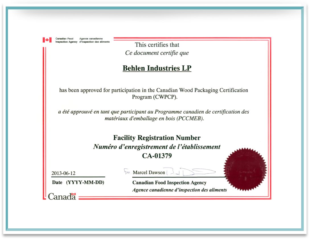 Behlen Industries - CWPCP Certification