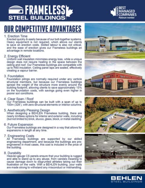 Behlen Industries - Frameless Competitive Advantages