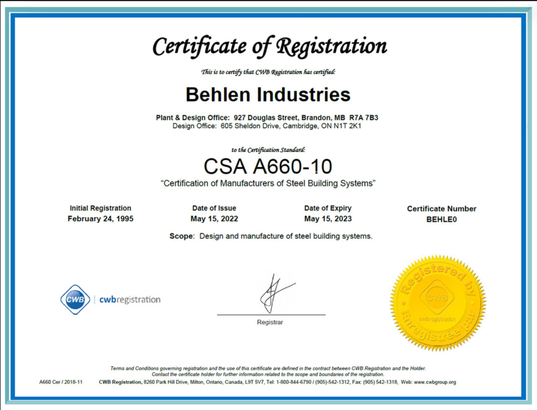 CSA A660-10 Standard Certification