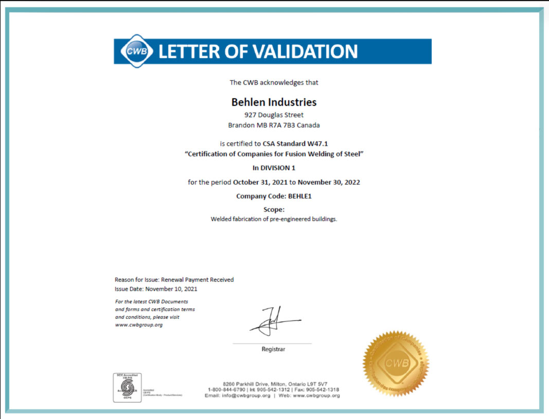 CSA Standard W47.1 Certification