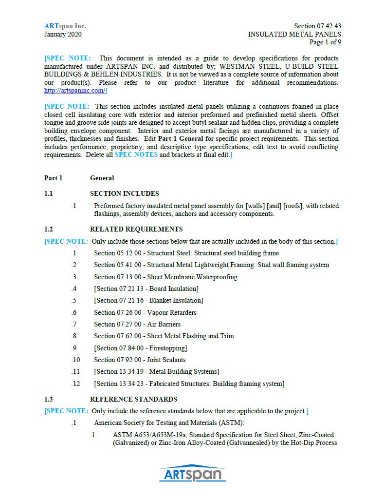 Behlen Industries - IMP Horizon Wall Guide Specification