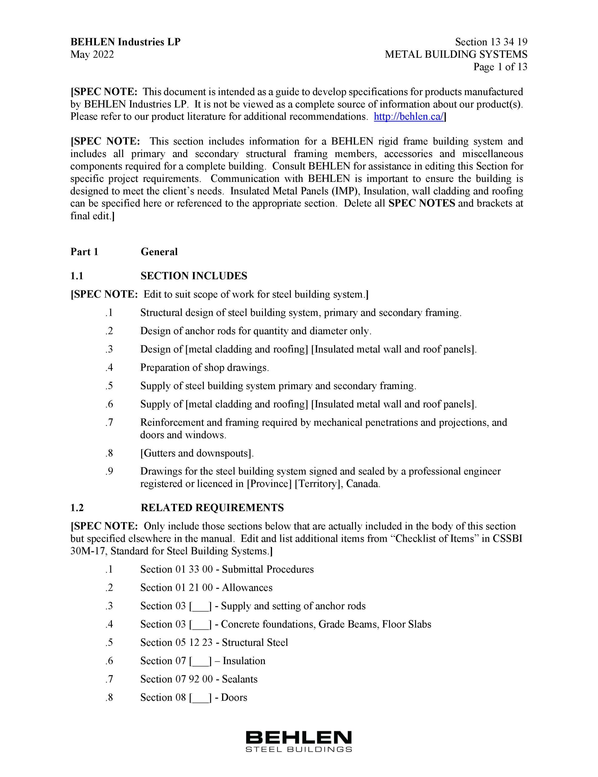 Rigid Frame Guide Specifications PDF Pdf File Preview